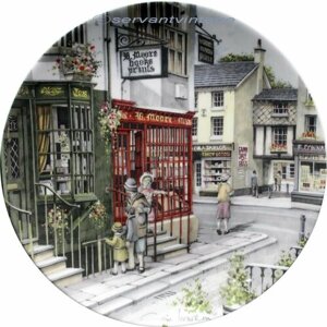 "Книжный магазин"винтажная тарелка из серии "Витрины магазинов", Royal Doulton, Англия, Colin Warden