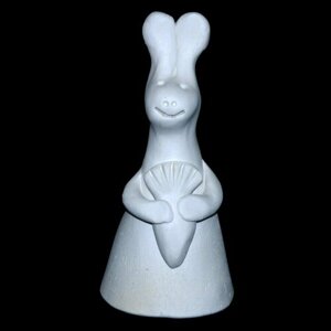 Колокольчик "Заяц"без раскраски), Филимоновская глиняная игрушка, ручная авторская работа