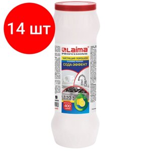 Комплект 14 шт, Чистящее средство 400 г, лайма PROFESSIONAL Сода-Эффект "Лимон", порошок, 604656