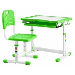 Комплект Kinderzen Arlekino парта + стул + выдвижной ящик зеленый