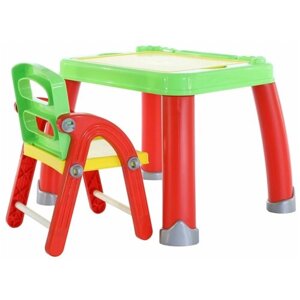 Комплект парта + стул Полесье Набор дошкольника №2 64x54 см красный/желтый/зеленый