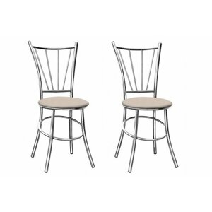 Комплект стульев "Квартет-R-02" 2 шт - Ваниль (экокожа) / Хром (металл)