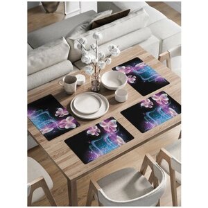Комплект тканевых салфеток, плейсматов с рисунком JoyArty "Праздничная подсветка" для сервировки стола, подарочный набор 46x30 см, 4шт.