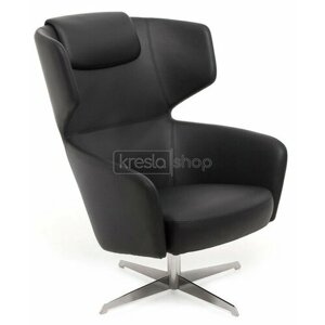 Конференц-кресло Vento Nigh VENTO High R7 Dakota black полированно-алюминиевые ножки, черная натуральная кожа