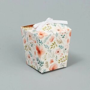 Коробка бонбоньерка, упаковка подарочная, «Акварельные цветы», 7.5 х 8 х 7.5 см (комплект из 45 шт)