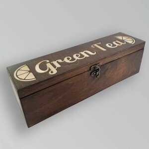 Коробка для чайных пакетиков Чайница из дерева с крышкой надпись Лимон - 1213