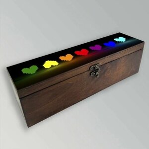 Коробка для чайных пакетиков из дерева чайница УФ с крышкой игры undertale - 558