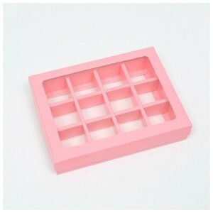 Коробка для конфет, 12 шт, розовая, 19 х 15 х 3,5 см (5 шт)