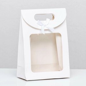 Коробка-пакет, с окном, белый, 20 х 14 х 7 см в наборе 5 шт.