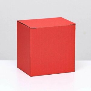 Коробка под кружку, без окна, красная 12 х 9,5 х 12 см