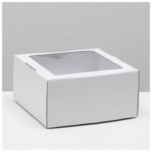 Коробка самосборная, с окном, крафт, белая, 23 х 23 х 12 см, 5 штук