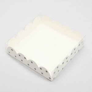 Коробочка для печенья "Горох", белая, 12 x 12 x 3 см, 5 шт.