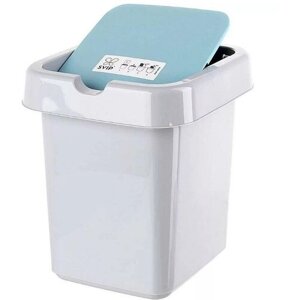Корзина для сбора бумаг, мусора 25 литров урна контейнер с крышкой на клапане Push to Open для офиса, дома для выноса, утилизации, сортировки бытовых отходов, пластик Spin&Clean
