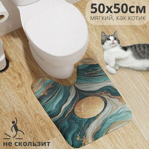 Коврик для туалета с вырезом противоскользящий JoyArty "Размытый мрамор" 50x50 см