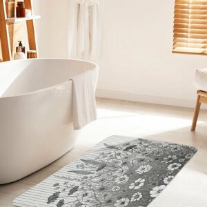 Коврик для ванной комнаты и туалета противоскользящий JoyArty "Серость полевых цветов" 60х100 см