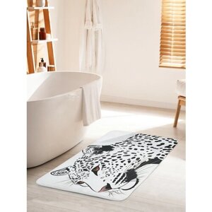 Коврик для ванной комнаты и туалета противоскользящий JoyArty "Спокойствие леопарда" 60х100 см