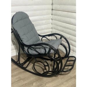 Кресло-качалка из натурального ротанга разборное с подушкой светло-серой цвет венге
