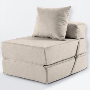 Кресло кровать Mypuff размер ХXXХL мебельный велюр, Кремовый
