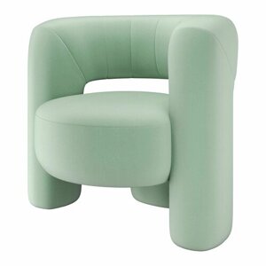 Кресло ZAMPA мягкое для отдыха дома, в гостиную, современное, с подлокотниками, минимализм, мягкая мебель для интерьера дома, детской комнаты, для уюта, велюр светло-зеленый