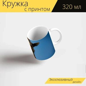 Кружка с рисунком, принтом "Жирафа, животное, дикая природа" 320 мл.