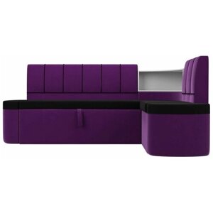 Кухонный угловой диван Тефида, черный; фиолетовый