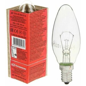 Лампа накаливания кэлз, ДС, Е14, 40 Вт, 230 В