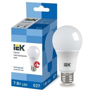 Лампа светодиодная ECO A60 7Вт грушевидная 230В 6500К E27 | код LLE-A60-7-230-65-E27 | IEK (30шт. в упак.)