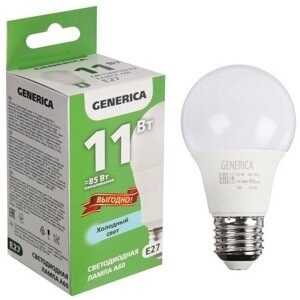 Лампа светодиодная generica A60, 11 вт, груша, 6500 к, E27, 230 в, промо, LL-A60-11-230-65-E27-G