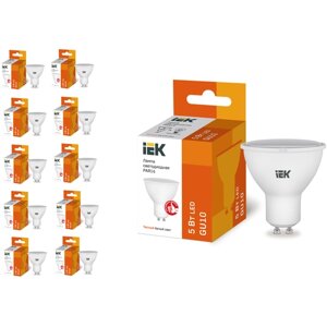 Лампа светодиодная IEK ECO PAR16 софит 5Вт 230В 3000К GU10, 10 шт.