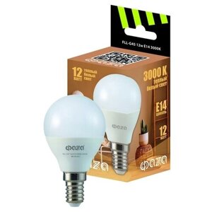 Лампа светодиодная LED 12Вт E14 3000K шар 230/50 ФАZА | код 5038561 | JazzWay (4шт. в упак.)