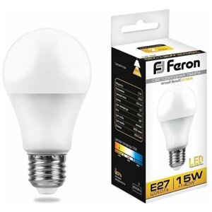 Лампа светодиодная LED 15вт Е27 теплый | код. 25628 | FERON (6шт. в упак.)