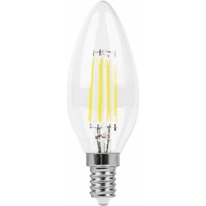 Лампа светодиодная LED 7вт Е14 белый свеча FILAMENT | код. 25780 | FERON (10шт. в упак.)