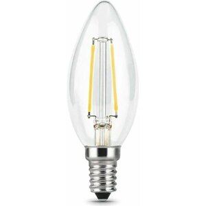 Лампа светодиодная LED 9 Вт 680 Лм 2700К теплая Е14 Свеча Filament | код. 103801109 | GAUSS (40шт. в упак.)
