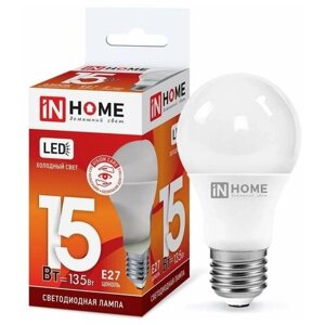 Лампа светодиодная LED-A60-VC 15вт 230в E27 6500к 1350лм IN HOME 4690612020280 (30шт.)