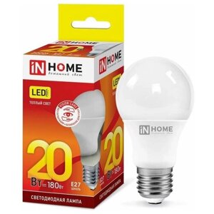 Лампа светодиодная LED-A60-VC 20Вт 230В E27 3000К 1800лм IN HOME 4690612020297 (40шт. в упак.)