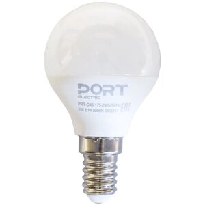 Лампа светодиодная LED матовая Port, E14, G45, 5 Вт, 3000 К, теплый свет