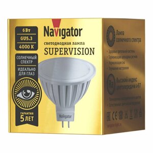 Лампа светодиодная Navigator 80552/80551, GU5.3, MR16, 6 Вт, 4000 К