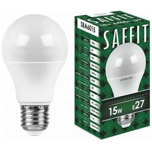 Лампа светодиодная Saffit E27 15W 6400K Шар Матовая SBA6015 55012