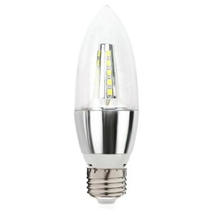 Лампа светодиодная свеча прямая прозрачная E27, 9Вт, дневной белый, 220В. Комплект из 5 штук