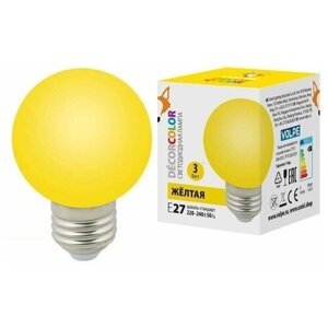 Лампа светодиодная Volpe E27 3W желтая LED-G60-3W/Yellow/E27/FR/С UL-00006961