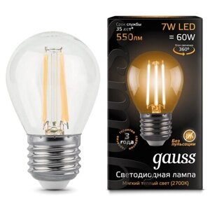 Лампочка Gauss LED Filament Globe E27 7W 2700K 105802107