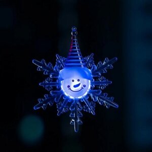 Luazon Lighting Светодиодная игрушка на липучке «Снежинка со снеговиком» 13 см, батарейки LR44х3, свечение мульти