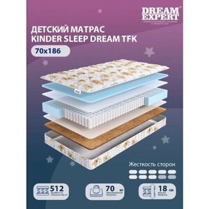 Матрас детский DreamExpert Kinder Sleep Dream TFK высокой и средней жесткости, односпальный, независимый пружинный блок, на кровать 70x186