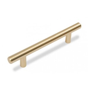 Мебельная ручка - рейлинг, длина 160 мм, диаметр 12 мм, цвет - брашированное сатиновое золото
