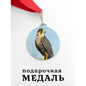 Медаль сувенирная спортивная подарочная Сокол, металлическая на красной ленте