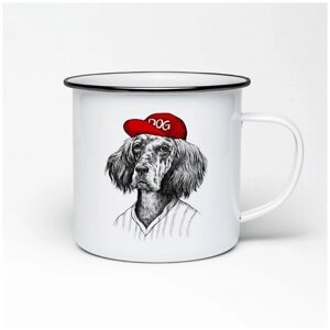 Металлическая кружка CoolPodarok Собака в красной кепке