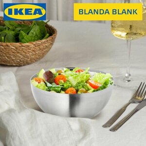 Миска металлическая сервировочная из нержавеющей стали IKEA BLANDA BLANK / икеа бланда бланк для кухни, объем 500 мл, 12 см