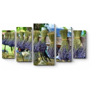 Модульная картина Букеты из лавандовых цветов, Прованс210x116