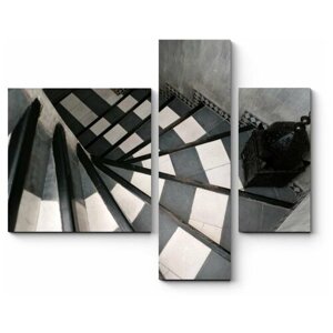 Модульная картина Черно-белая лестница150x124