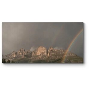 Модульная картина Двойная радуга в горах 120x60